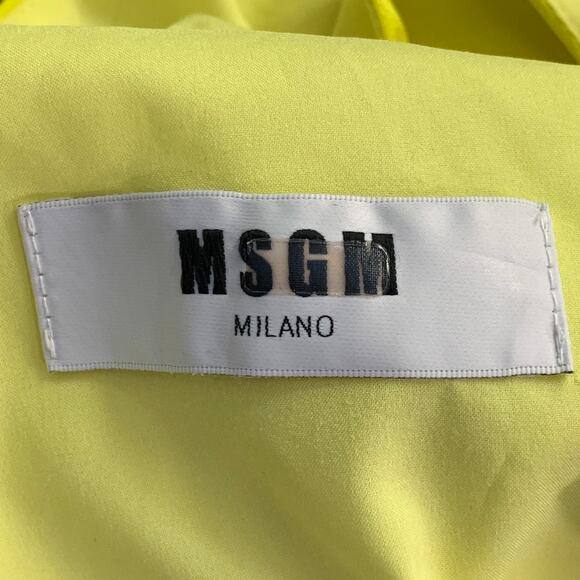 MSGM Size S Yellow Polyester Layered A-Line V-Neck Dress - Picture 8 of 10